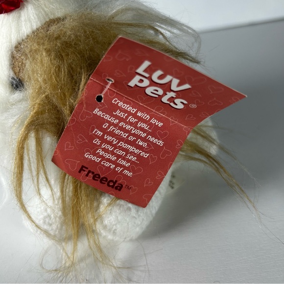 Russ Freeda Puppy Dog Plush Berrie Shih Tzu "Fluffy" Stuffed Animal W/Bow 8" - Picture 7 of 7